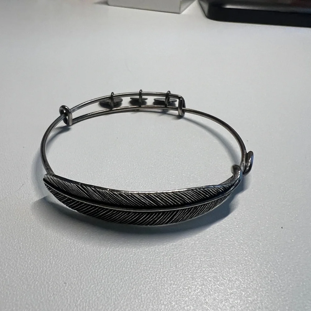 Alex and Ani Silver Feather Bangle Bracelet - Picture 2 of 3